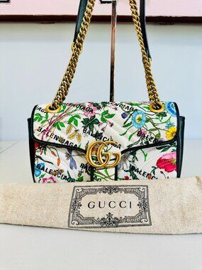 GUCCI X BALENCIAGA HACKER PROJECT GG MARMONT FLORAL SHOULDER BAG LIMITED EDITION